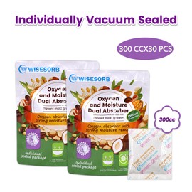 Wisesorb 300CC 30PCS Oxygen Absorber With Strong Moisture Removal,Oxygen Absorber for Food Storage, Moisture Absorbers, and Preserved Foods(300CC 30PCS)