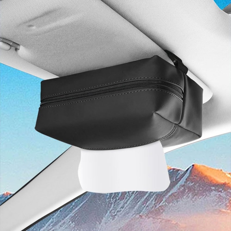 Car Tissue Holder,Leather Car Tissue Face Mask Box with Adjustabe