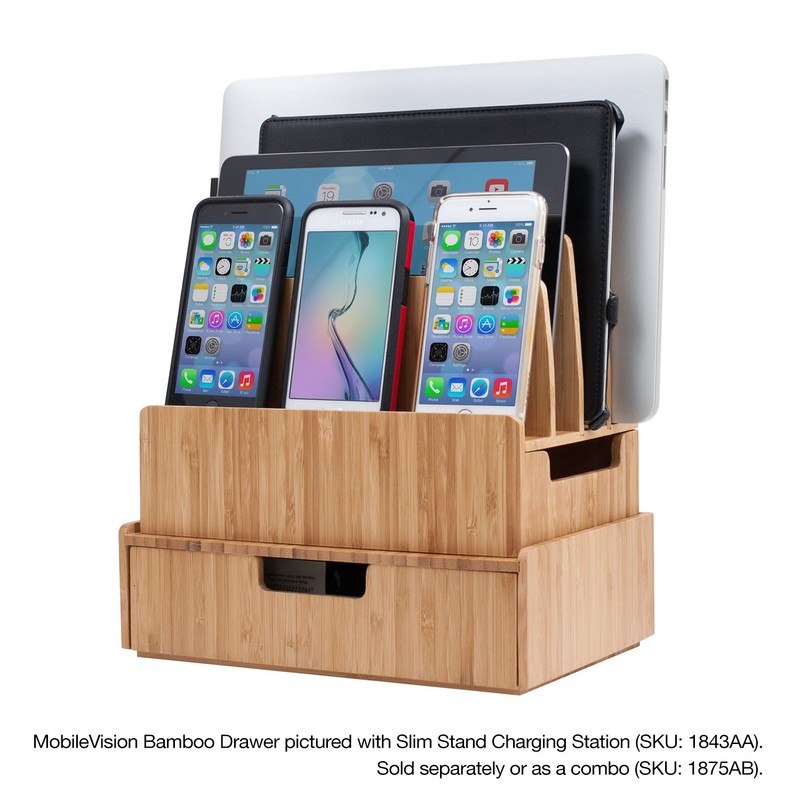 Mobilevision Bamboo Drawer, Stackable Storage Solution for office products pens,