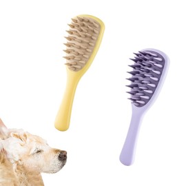 FJYXCHENXM 2 PCS Dog Bathing Brush Premium Dog Washing Brush Pet Bath Brush Pet Silicone Shampoo Brush with Handle for Long & Short Hair Pets Dogs Cats,Bathing, Massaging, Hair Removal