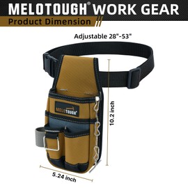 MELOTOUGH Pocket Tool Pouch Tool Belt Pouches with Belt Clip Utility Mini Tool Organizer Pouch for Electrician,Carpenter,Construction,Technician (Brown)