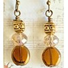 Etched Gold Dangle Earrings Amber Crystal. Jewelry Earrings for Women
