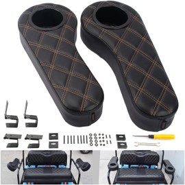 NOKINS Golf Cart Armrest, No Drilling Required, Flip Golf Cart Armrest with Cup Holder, for EZGO, Club Cart Yamaha