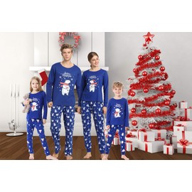 Hupohoi Family Matching Pajama Sets Cute Polar Bear Sleepwear Christmas Clothes Nighty, Christmas Bear Blue, 3Years