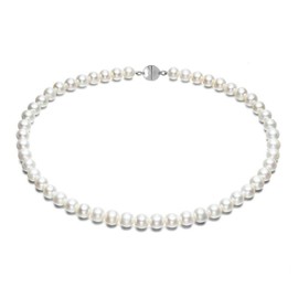 White Freshwater Pearl Necklace for Women, AA Grade 7-8mm Real Pearl Necklace, Elegant Women's Pearl Strand Jewelry - Ideal for Gifts and Special Occasions (18 IN)