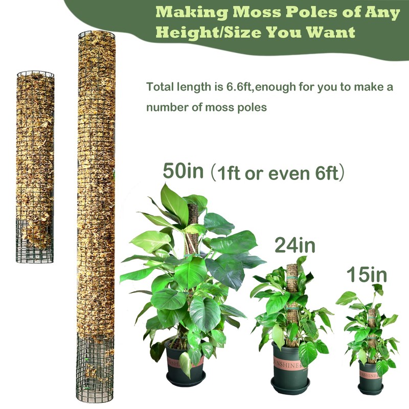 Moss Pole DIY Kit, 6.6/13.2/26.4ft Metal Moss Pole for Plants
