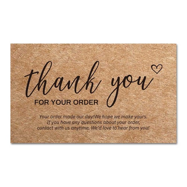Thank You Cards Set,100 Pcs Kraft Paper Thank You for Supporting My Small Business Greeting Cards for Business Owners Online Shop Retail Stores Gift Package Inserts, 2 X 3.5 Inch (Kraft paper)