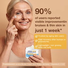 PHARMBANNER Arnica Bruise Cream Extra Strength – Fast-Acting Arnica Montana with Vitamins K, C & E for Bruising, Swelling, Discoloration & Thin Skin – Hydrating Moisturizer for Face & Body – 4 oz