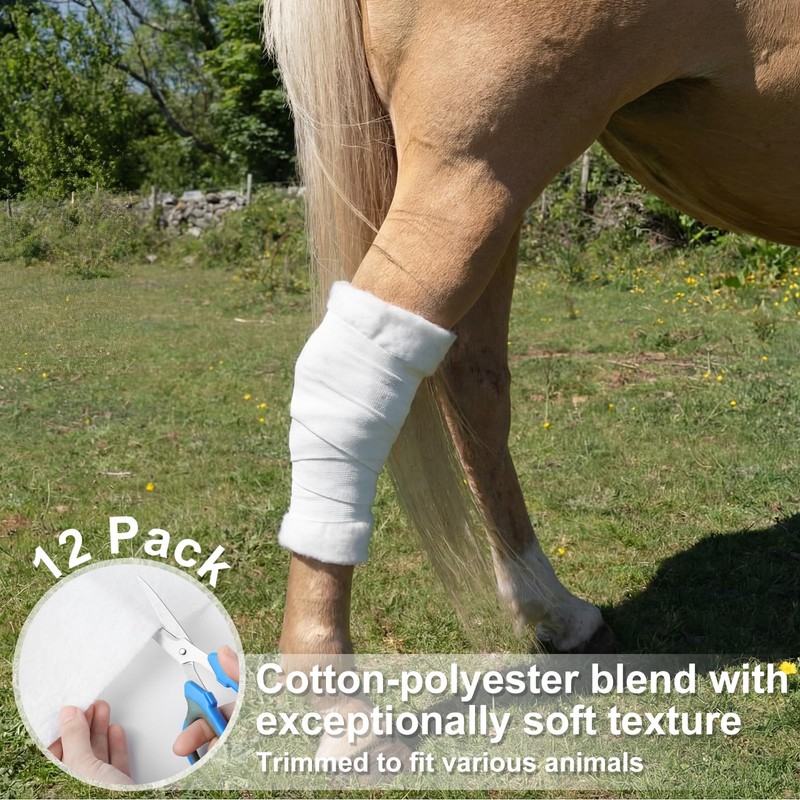Abbylike 12 Pack Cotton Horse Leg Wraps Liner 30"X 36"
