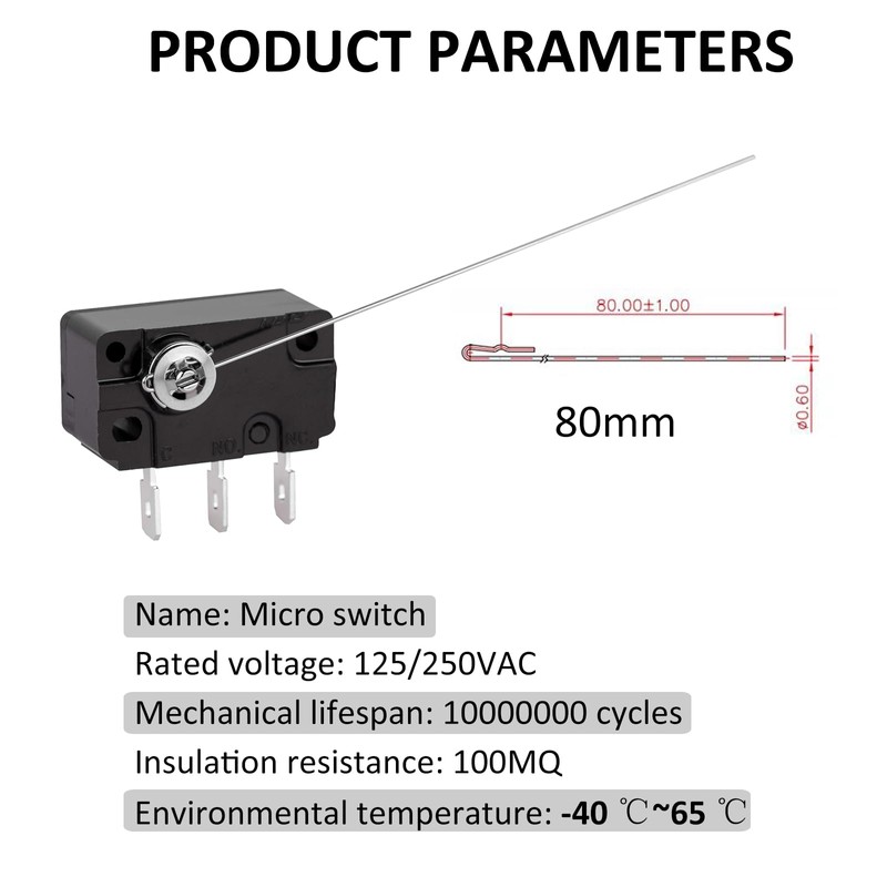 Coin Switch Wire Switch 5A 125/250V AC 3 Foot 0.1A