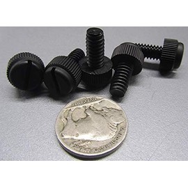 Nylon Knurled Slotted Head Thumb Screws Black 1/4-20 Thread x .500" Length, 100 Pcs
