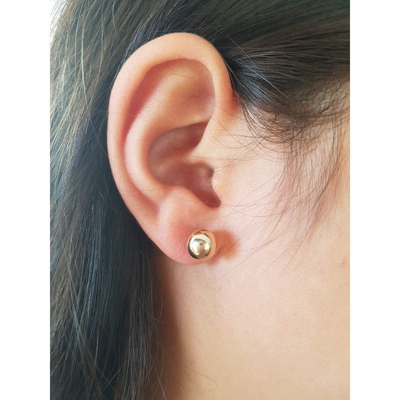 Classic 14k Yellow Gold Filled Ball Stud Earrings Round size