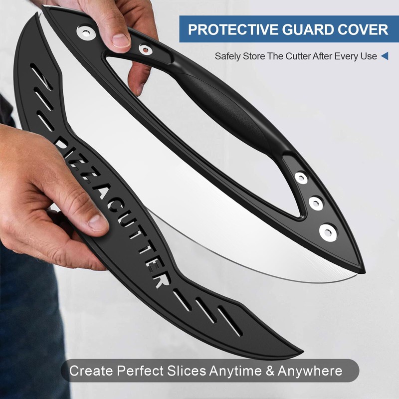 AILUROPODA 12-Inch Pizza Rocker Blade Cutter, Stainless Steel with Protective