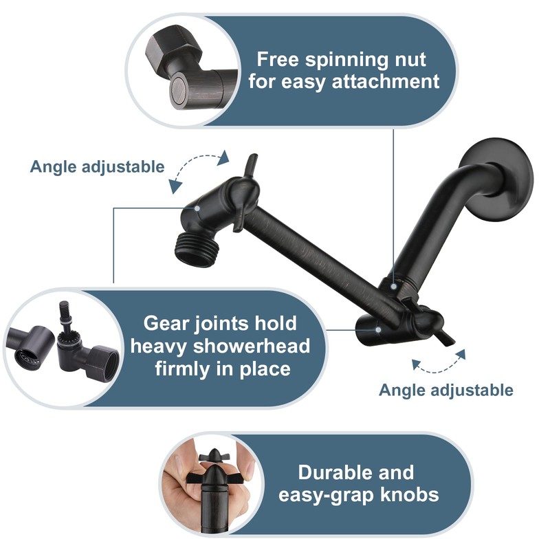BRIGHT SHOWERS Brass Shower Arm Extender for Rain and Handheld
