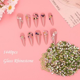 Rhinestones for Crafts Flatback Rhinestones for Nails Nail Gems and Nail Rhinestones Crystal Glass Light Green Rhinestones for Face Makeup Hair Clothes Shoes DIY Bulk Rhinestones 1440pcs-SS10/2.8mm