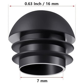 OGC (10 Pack) - 5/8 Inch / 16 mm OD Round Black for 0.63" Plastic End Caps Plugs Chair Leg Inserts for Metal Legs Round Tube Inserts Chair Leg Glide Furniture Protectors