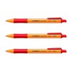 STABILO Pack of 3 Retractable Ballpoint Pens 0.5mm Line Red