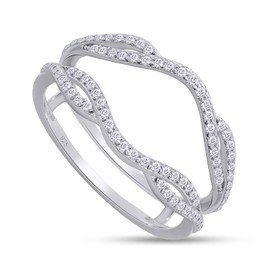 SAVEARTH DIAMONDS 2/5 cttw Round Cut Lab Created Moissanite Diamond Double Infinity Wedding Ring Guard Enhancer For Women In 14K White Gold Over Sterling Silver(D Color, VVS1 Clarity 0.40Cttw)-6.5