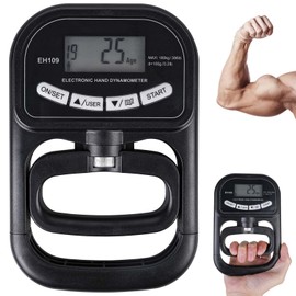 265 Lbs/120Kgs Digitaler Handkraftmessgerät, Hand Dynamometer mit LCD-Display, Elektronischer Griffkraftmessgerät, Digitaler Griffkraft-Tester, Grip Strength Trainer mit USB-Ladekabel(Schwarz)
