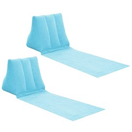 Pair of Inflatable Outdoor Sun Bath Beach Mat Pillows Flocking Beach Chairs with Backrest Inflatable Lounger for Portable Travel Camping (Skyblue)