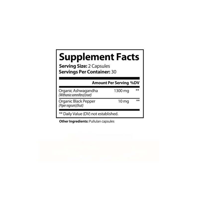 PureNature Ashwagandha with Black Pepper Extract 60 Veggie Capsules