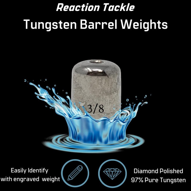 Reaction Tackle Tungsten Barrel Weights - 3/8oz-silver