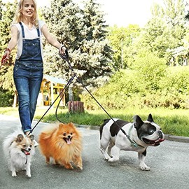 Correa de perro de 3 vías, correa de perro de 57 pulgadas desmontable, giratoria de 360 grados, sin enredos, con mango acolchado suave para perros pequeños/medianos PT050