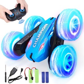 REMOKING Ferngesteuertes Auto Spielzeug ab 3 4 56 7 8 9 Jahre Junge Mädchen, 2.4Ghz RC Drift Car mit LED Blinken, Weihnachten Geburtstags Geschenke für Kinder, Indoor/Outdoor Alles Gelände (Blau)