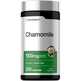 Horbaach - Flor de manzanilla, 1100 mg, 200 cápsulas, sin OMG, suplemento sin gluten
