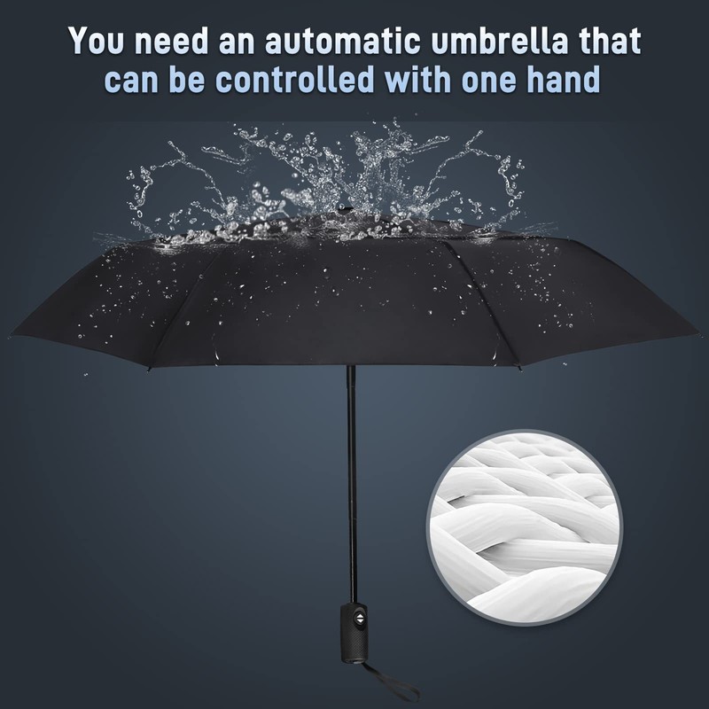 NINEMAX Compact Travel Umbrella Windproof Strong Folding,Small Automatic Umbrellas Double