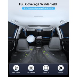 EVOOOR 8PCS Windshield Sun Shade for Toyota Highlander 2015-2020 Accessories- Full Coverage Front Rear Side Triangular Window Shade Cover Sun Visor Kit - UV Ray & Privacy Protection for Camping