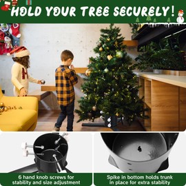 Christmas Tree Stand for Real Trees, Heavy Duty Metal Live Christmas Tree Stand, Universal Adjustable Replacement Xmas Tree Base Holder for Fresh Tree 4-9ft, Fit Trunk Diameter Up to 5.3 inch Black