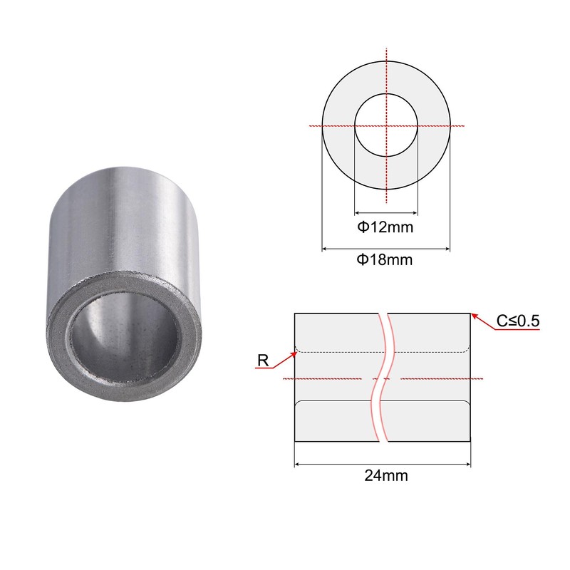 sourcing map Sleeve Bearings 12mm Bore 18mm OD 24mm Length