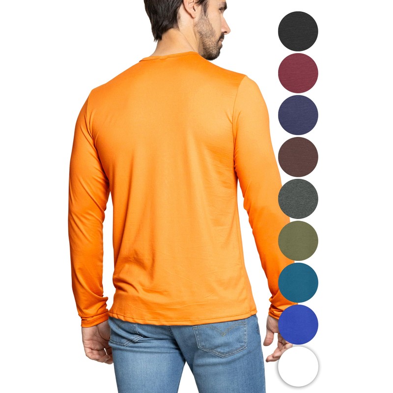 Men's Long Sleeve Crew Neck Top Orange Medium