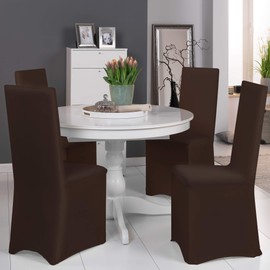 Beautissu Banquet Chair Covers, Set of 4, 45 x 90 cm, Leona Elegant Stretch Covers for Chairs, Elastic Chair Covers in Set with Oeko-Tex Seal in Brown