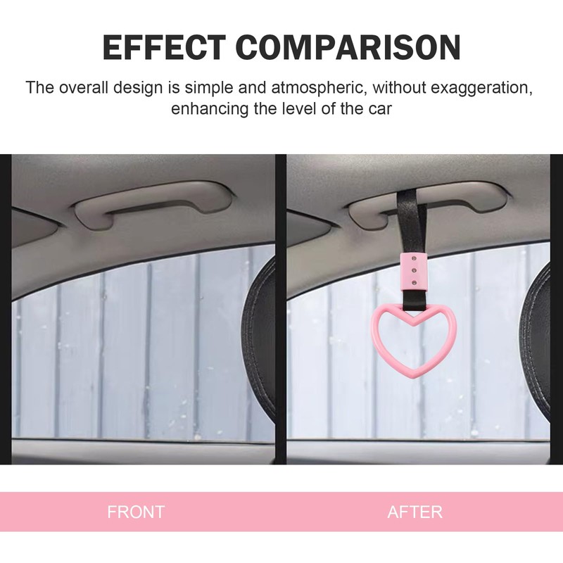 Zikefest 2PCS Heart Shaped Car Handle Straps, Rear Bumper Warning