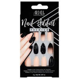 Ardell Nail Addict Artificial Nails, 75886.2 Black Stud & Pink Ombr