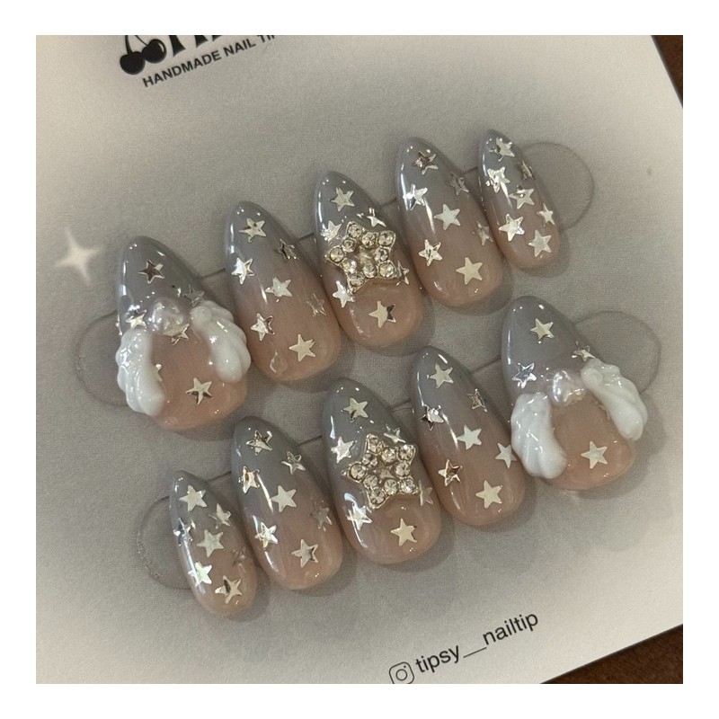 Twinkle Star Handmade Nail Tips - Short Oval / 트윙클