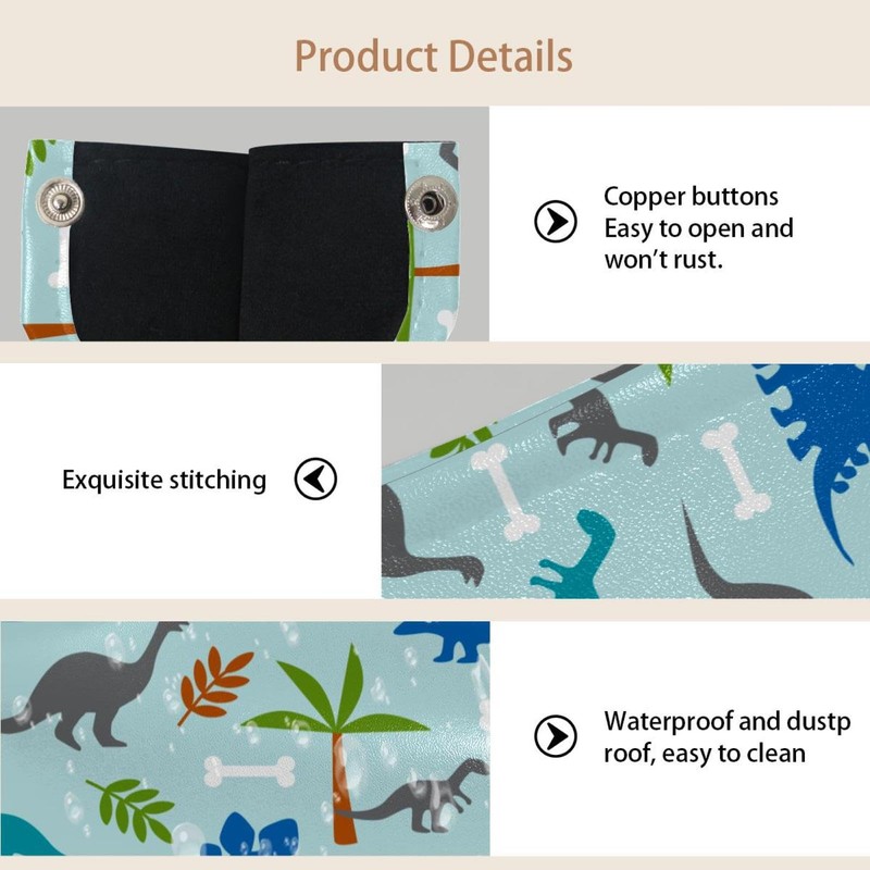 2 Pack Tissue Box Cover Holder, Dinosaurs Rectangle Leather Tissue