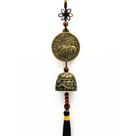 Betterdecor Feng Shui Lucky Elephant Wind Chime Bell for Good Luck (with a Logo Gift Bag)