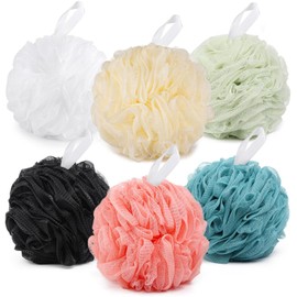 BTYMS XXL Large Loofah Bath Sponge 100g/pc, 6 Pcs Exfoliating Mesh Pouf Shower Puffs for Men and Women