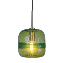 Jesco Lighting PD407-GN/BN 1-Light Line Voltage Pendant and Canopy with Brushed Nickel Socket, Green