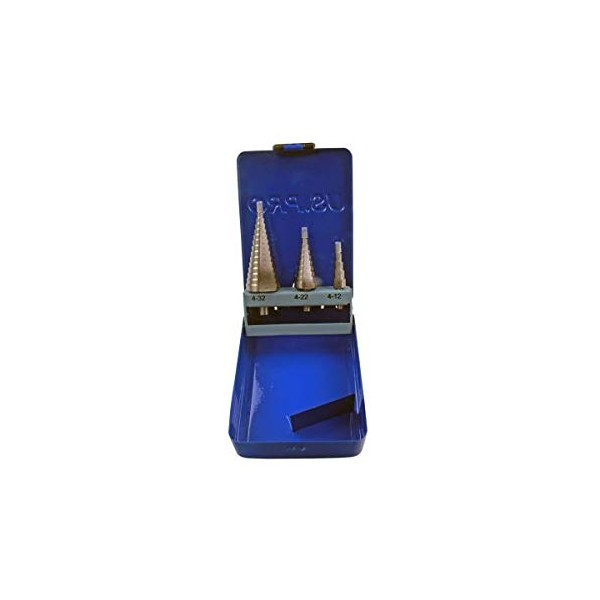 US PRO 3pc Hss Step Drill Bit Tool Set 4mm