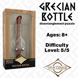 True Genius - Grecian Glass Bottle Brainteaser Puzzle- Disassembly Puzzle, Brain Teaser, Brain Teaser for Adults, Gifts for Men, Take everything out and then put back together