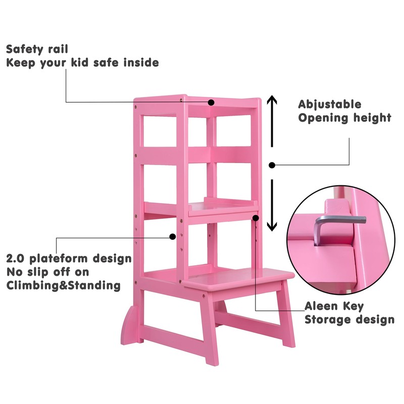 SDADI Mother's Helper Adjustable Height Kitchen Step Stool, Children Kids
