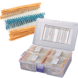 WYEUTO 50 Values 2500PCS Resistor Kit 1 Ohm-10M Ohm with 5% 1/4W Metal Carbon Film Resistors Assortment Kit (50 Values 2500PCS)