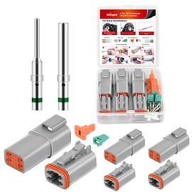 Nilight 4 PIN DT Connector Kit 3 Sets Size 16 Solid Contacts Waterproof Male Female Terminal for 14-20 AWG DT Series Connector Car Truck Motorcycle Off-Road Vehicles Boat