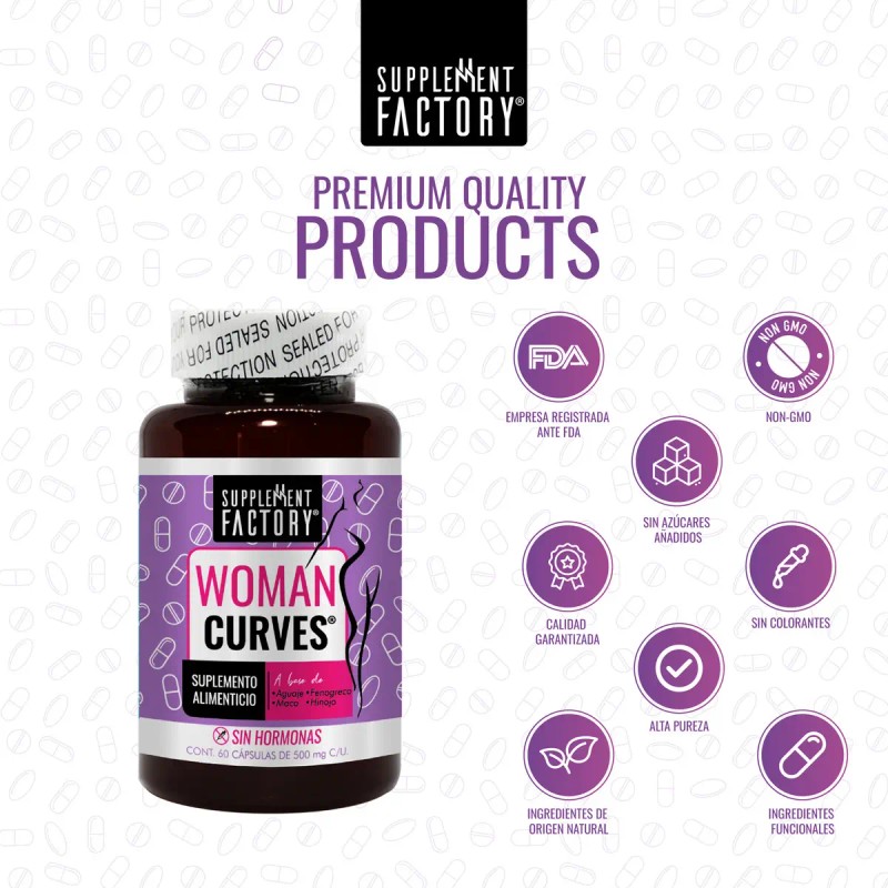 Supplement Factory Woman Curves Mejora Aumenta Busto Glúteos Cápsulas Ingredientes