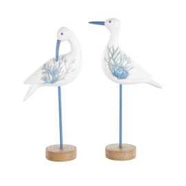 Deco 79 Polystone Bird Decorative Sculpture Home Decor Statues, Set of 3 Accent Figurines 15", 15", 14"H, White