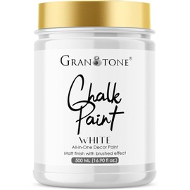 GRANOTONE Chalk Paint Matt Finish Water Based Acrylic Paint 16 fl oz 500 ml White Colour for Furniture Wood Walls Metal Glass Paper Fabric Canvas Maximum Coverage for Kids and Adults Made in India
